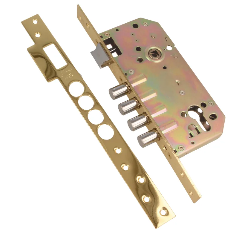 Cerradura de embutir de 50 mm de entrada y 85 mm entre eje de dorado