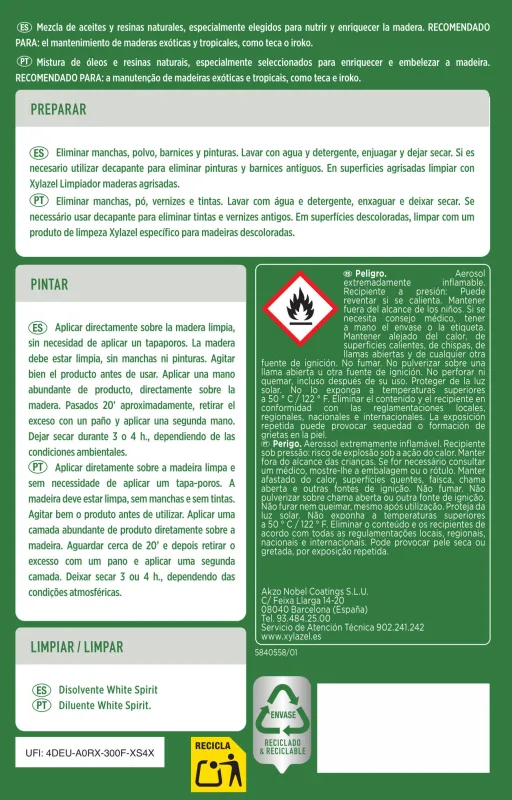 Aceite para teca larga duración xylazel teca 0,75l