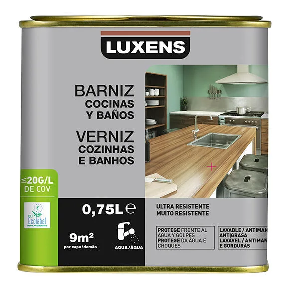 Barniz cocina y baño luxens incoloro brillo 0,75l