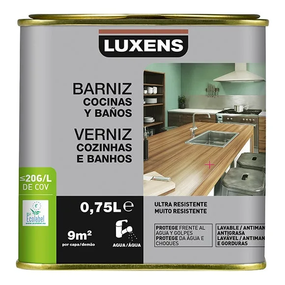 Barniz cocina y baño luxens incoloro mate 0,75l