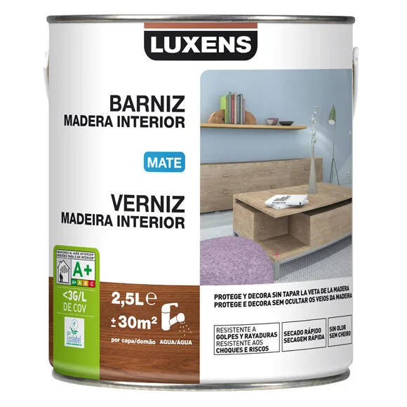 Barniz de interior luxens blanco mate 2,5l