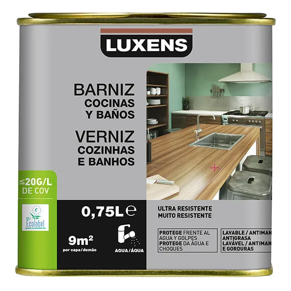 Barniz cocina y baño luxens incoloro satinado 0,75l