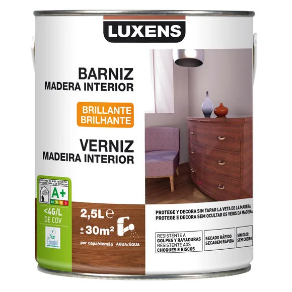 Barniz de interior luxens roble claro brillo 2,5l