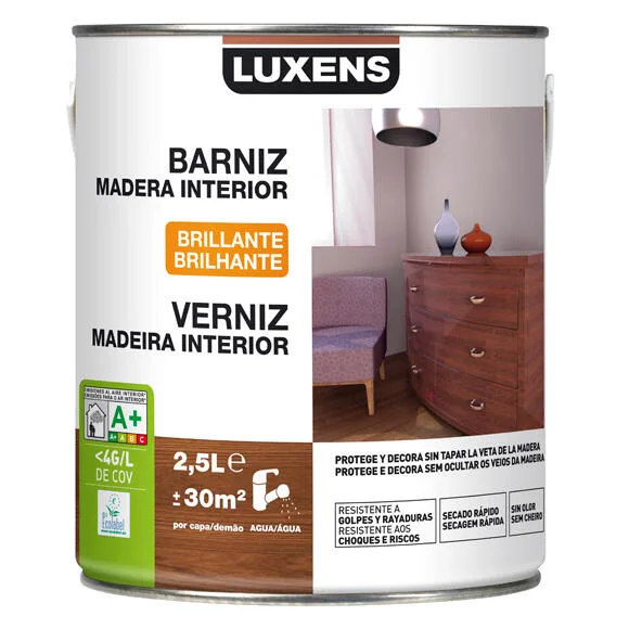 Barniz madera de interior luxens caoba brillo 2,5l