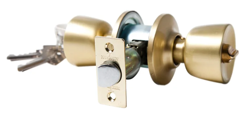 Pomo de puerta con mecanismo para puerta de entrada en latón