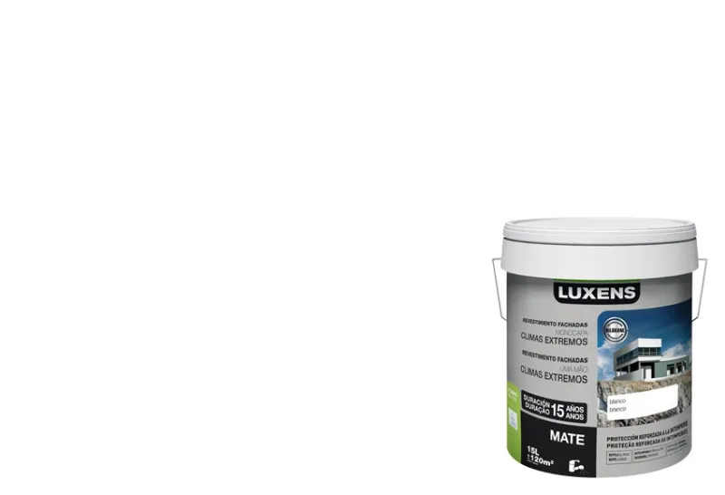 Pintura exterior color blanco para hormigón, cemento, fachada luxens mate 15l base agua antigoteo