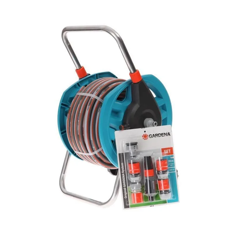 Enrollador de manguera portátil + manguera 20 m - 13 mm