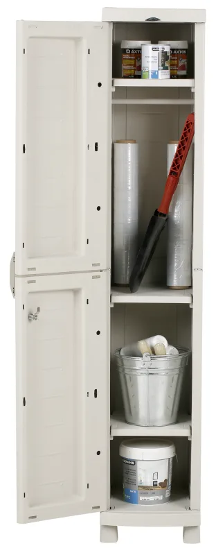 Armario alto baldas de resina space saver 35x184x45 cm color beige 1 puerta