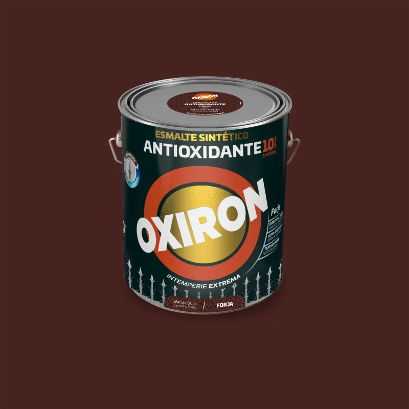 Pintura exterior color marrón para hierro, reja, ventana, persiana titan metalizado 4l al disolvente aplicación directa sobre el óxido