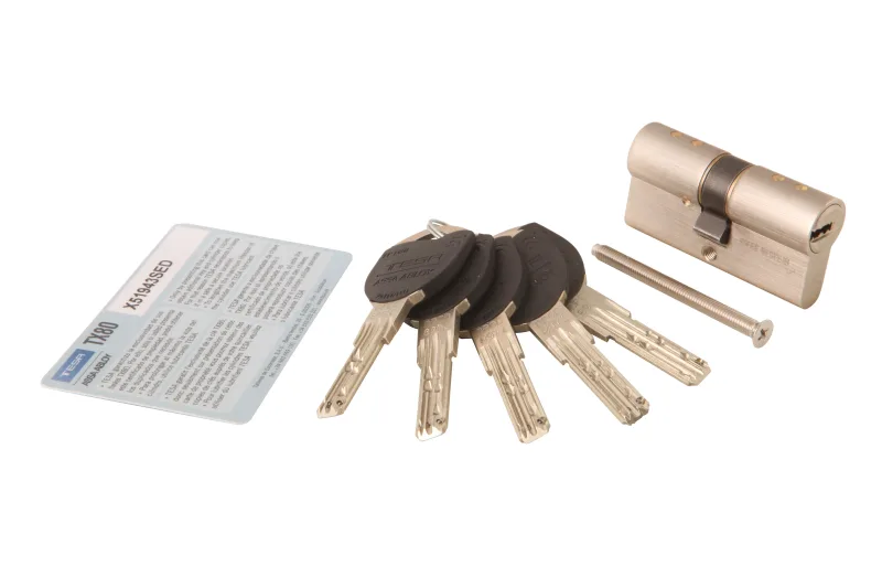 Bombín para cerradura tesa tx80 de 30 + 30 mm niquelado, alta seguridad