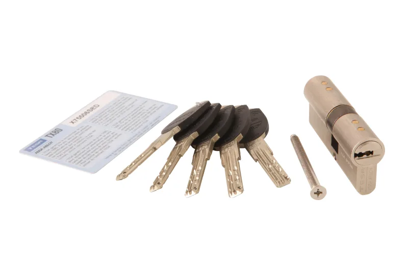 Bombín para cerradura tesa tx80 de 30 + 40 mm niquelado, alta seguridad