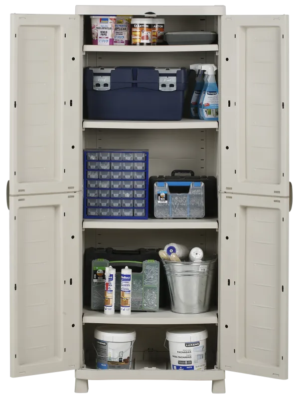 Armario alto baldas de resina space saver 70x184x45 cm color beige 2 puertas