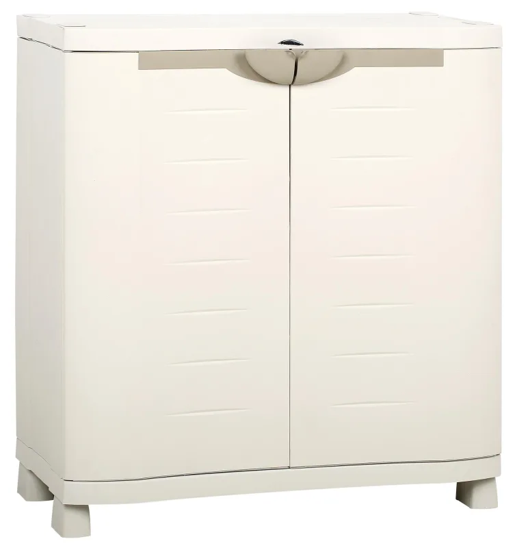 Armario bajo de resina space saver 90x100x45 cm color beige 2 puertas