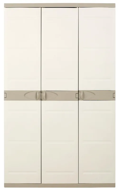 Armario escobero de resina titanium 105x176x44 cm color beige 3 puertas