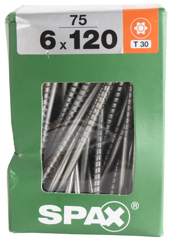 75 tornillo spax t-star+ con cabeza fresada, ø 6mm y 120 mm
