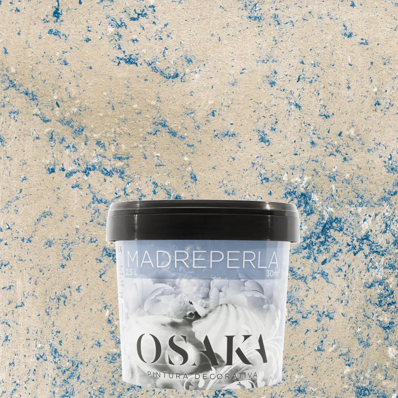 Pintura decorativa con efectos nácar madreperla osaka color azul 2.5 litros
