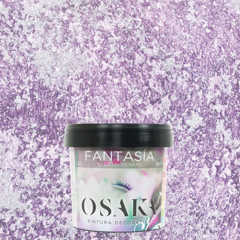 Pintura decorativa con efectos piedra fantasia osak color blanco con flóculos 2.5 litros
