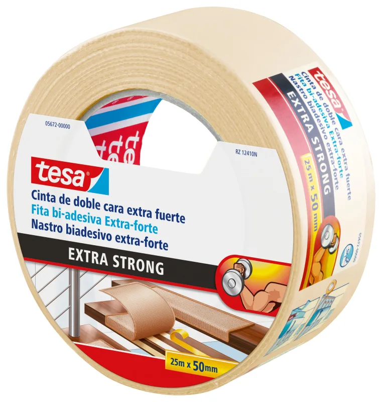 Cinta adhesiva doble cara tesa 50 mm x 25 m blanco