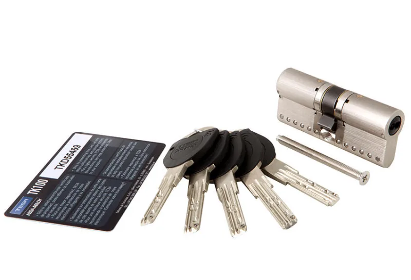 Bombín para cerradura tesa tk100 de 35 + 35mm niquelado, alta seguridad