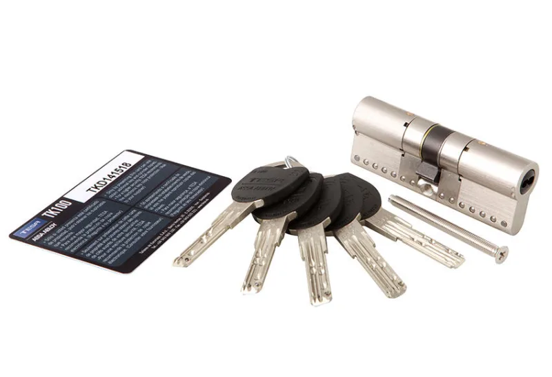 Bombín para cerradura tesa tk100 de 40 + 40 mm niquelado, alta seguridad