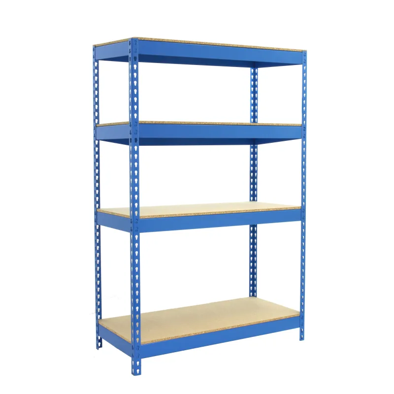 Estantería metálica en kit sin tornillos de metal de 200x120x45 cm 4b 300kg/balda azul/madera