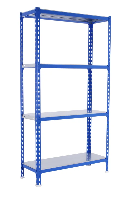 Estantería metálica en kit sin tornillos de metal de 150x90x40 cm 4b 180kg/balda azul/galvanizado