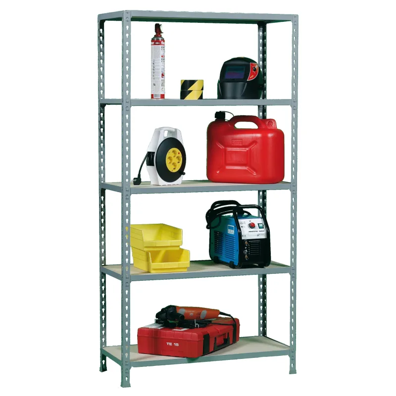 Estantería metálica en kit sin tornillos de metal de 200x110x30 cm 5b 200kg/balda gris/madera
