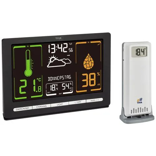 Tfa dostmann meteochrome stazione meteo digitale 35.1132, display va ben leggibile, previsioni meteo, con sensore esterno, misuratore di temperatura e