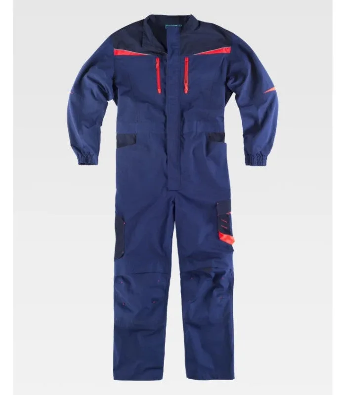 Buzo tricolor con tejido canvas y canesús. cuello de tira y cierre de cremallera de nylon wf2720