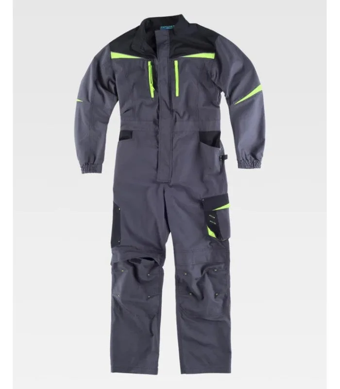 Buzo tricolor con tejido canvas y canesús. cuello de tira y cierre de cremallera de nylon wf2720