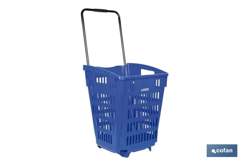 Carrito de la compra | cesta con 2 ruedas | asa telesc?pica | capacidad: 52 litros | color: azul | medidas: 39 x 39 x 529 cm