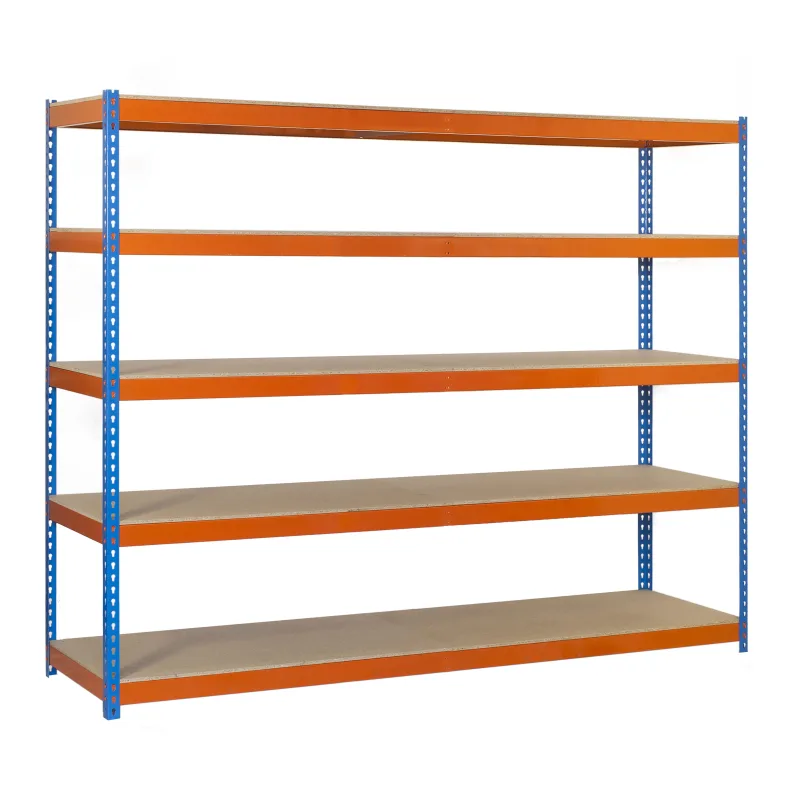 Estantería en kit de 200x240x75cm de carga máx. 400 kg por balda color azul/naranja/madera