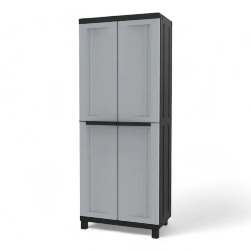 Armario alto gris con estantes termoplásticos regulables apertura puerta 180 dimensiones mm 690x390x1700