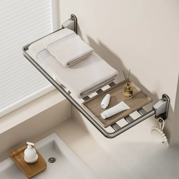 Estante plegable de aluminio para balcón, secado rápido, ahorro de espacio, instalación fácil 60*24.5 cm