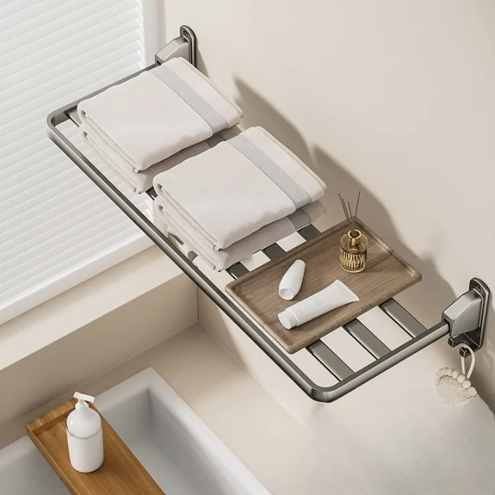 Estante plegable de aluminio para balcón, secado rápido, ahorro de espacio, instalación fácil 80×24.5 cm