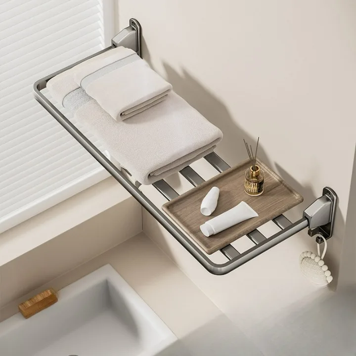 Estante plegable de aluminio para balcón, secado rápido, ahorro de espacio, instalación fácil 70×24.5 cm