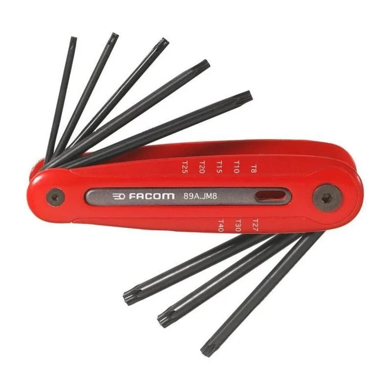 Juego de 8 llaves allen - facom - 89r.jm8pb - torx resistorx - sobre soporte - 8-40 mm