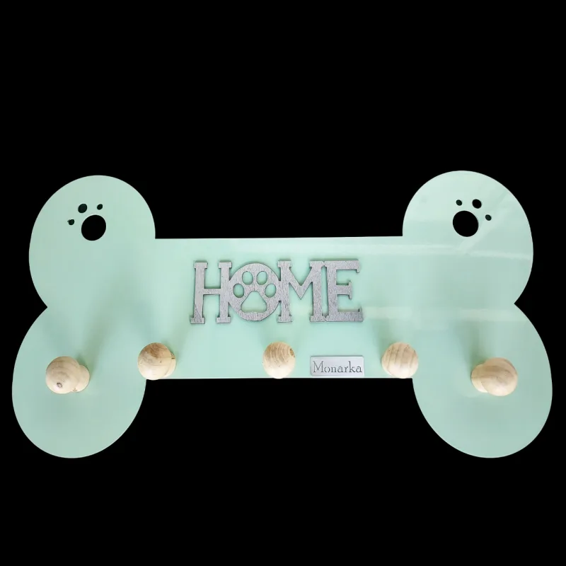 Monarka perchero pared de perros y gatos hueso xxl verde pastel