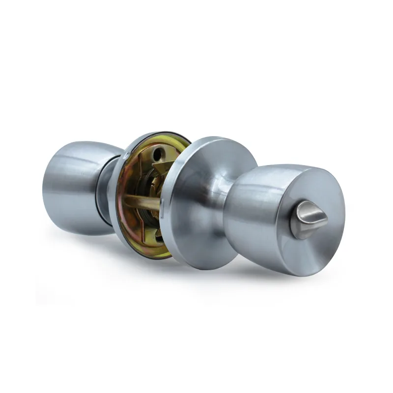 Pomo de puerta para puerta de entrada con llave en acabado niquelado