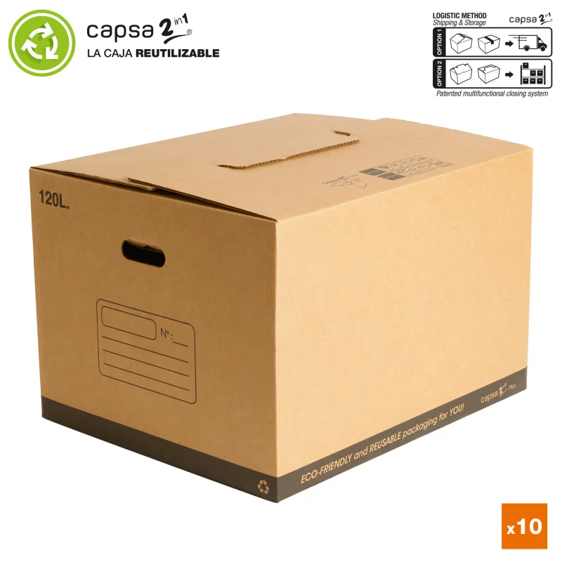 10 cajas para mudanza 2in1®60x50x40 cm 120l