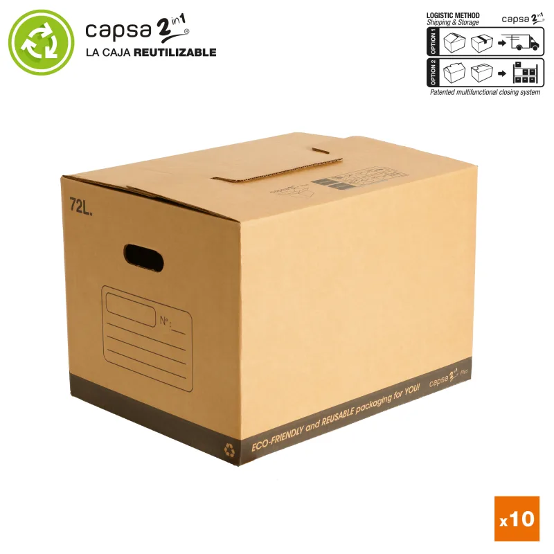 10 cajas de mudanza 2in1® 50x40x36 cm 72l