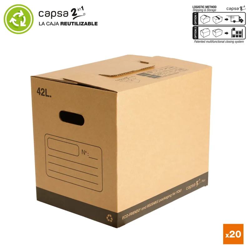 20 cajas para mudanza 2in1® 40x30x36 cm 42l