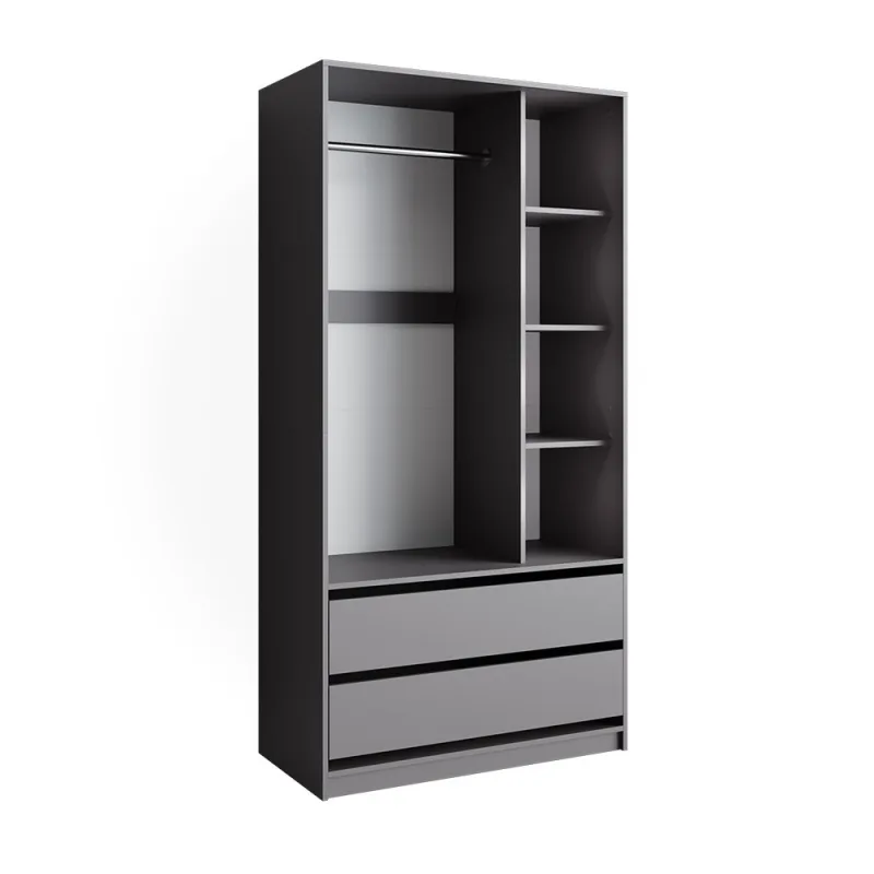 Vicco armario infantil elmo, antracita, 100 x 200 cm con 2 cajones