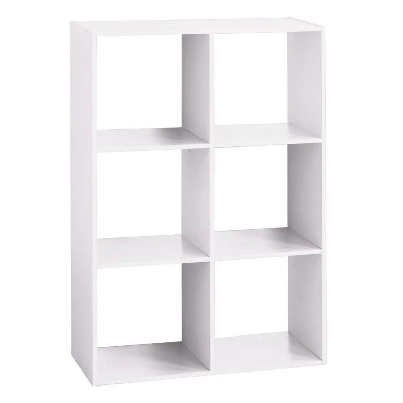 Wellhome estanría de madera con 6 compartimentos blanco h.100,5 cm