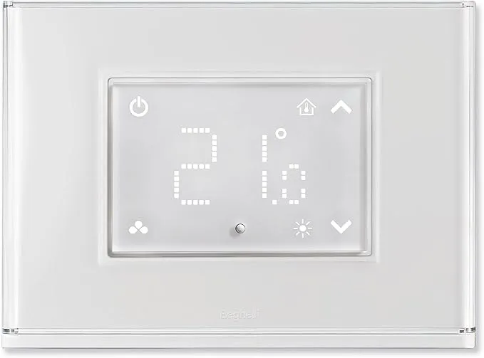 Termostato con pantalla táctil y placa luminosa retroiluminada con 15 colores