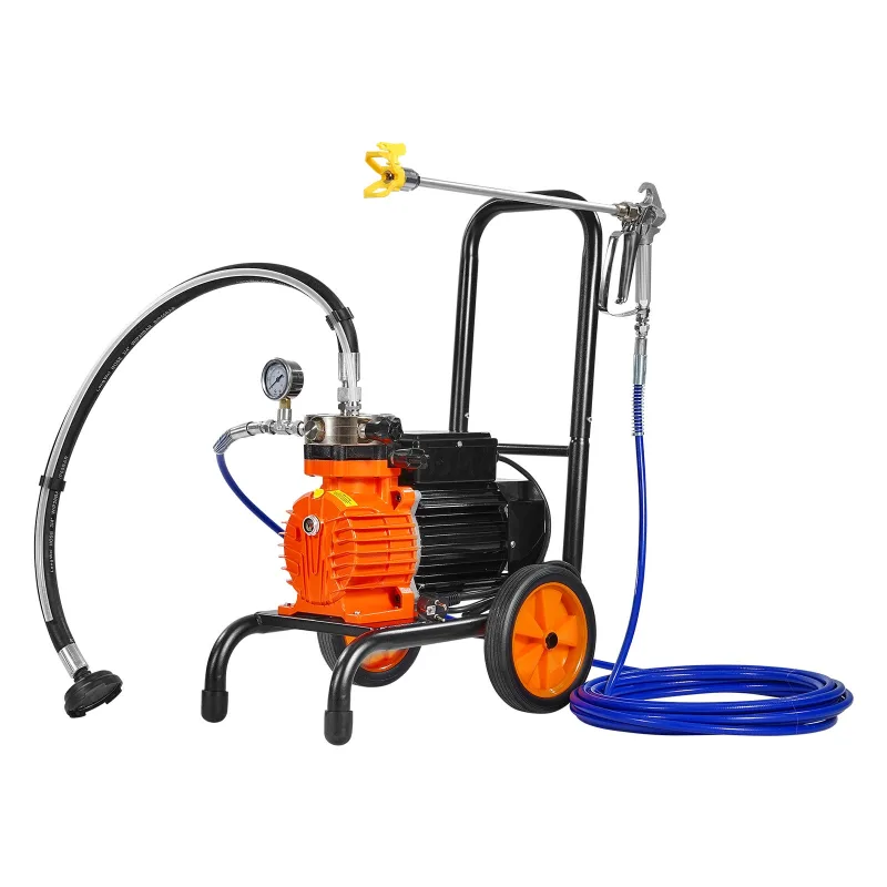 Pulverizador sin aire vevor, membrana alta presión 900 w, 1800 psi, 1,8 l/min, con ruedas y varilla para pintar vallas