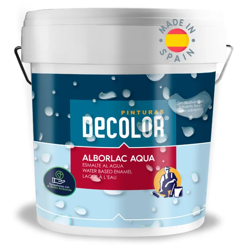 Esmalte satinado blanco al agua alborlac 4 lt