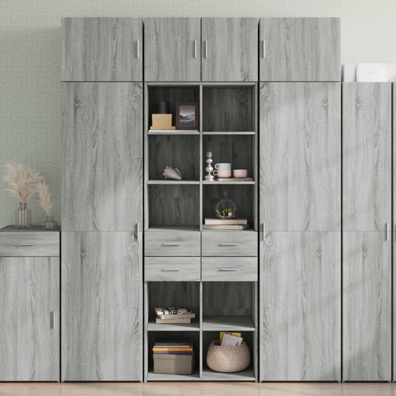 Mueble de almacenaje | armario de madera ingeniería gris sonoma 70x42,5x225 cm cfw443688