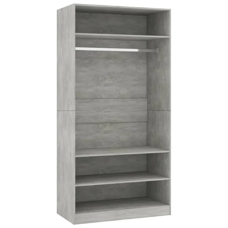 Mueble de almacenaje | armario de madera contrachapada gris hormigón 100x50x200 cm cfw782670