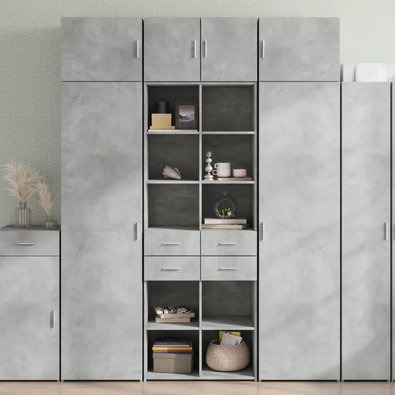 Mueble de almacenaje | armario de madera de ingeniería gris hormigón 70x42,5x225 cm cfw879860